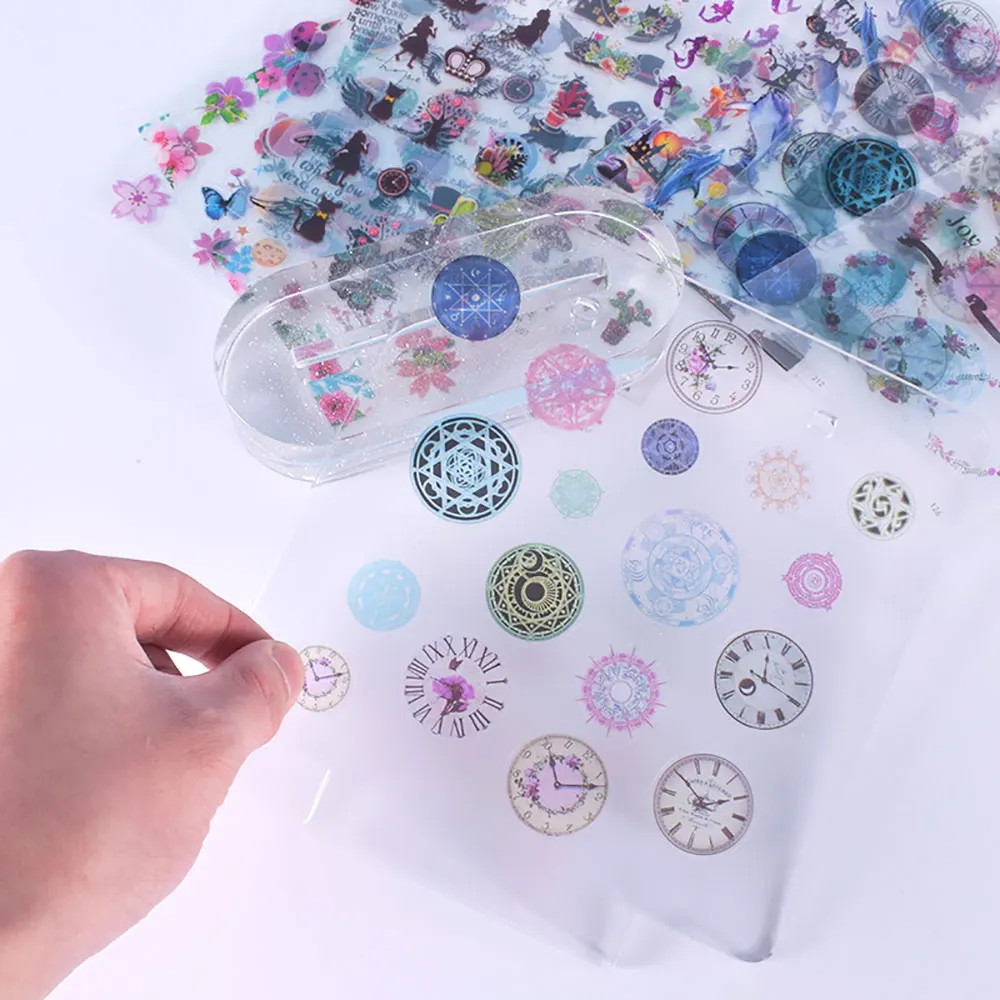 Silicone world Transparent Decorate Stickers for Epoxy Resin Mold UV Resin Stickers Filler Resina Crystal Sticker Jewelry Making