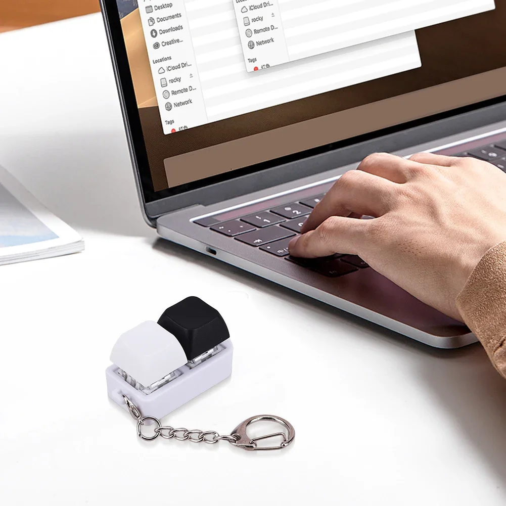 Keyboard Fidget Toy Fidget Clicker 2 Keys Stress Relief Button Key Switch Keychain Shaft Tester Relief Stress Gifts for Adults