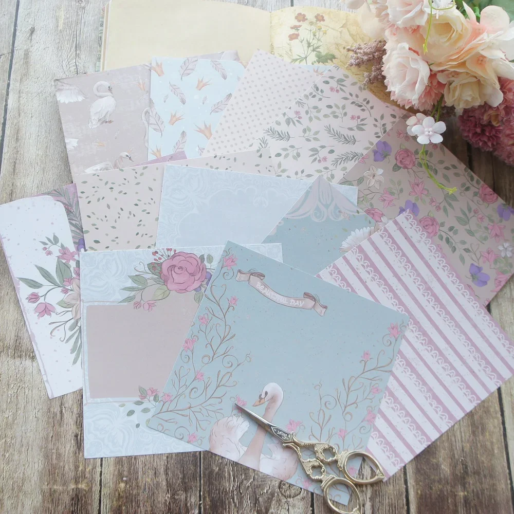 

24 Sheets DIY 12 Style 15.2*15.2cm Swan Lake Theme Craft Paper Scrapbooking Creative Paper DIY Gift