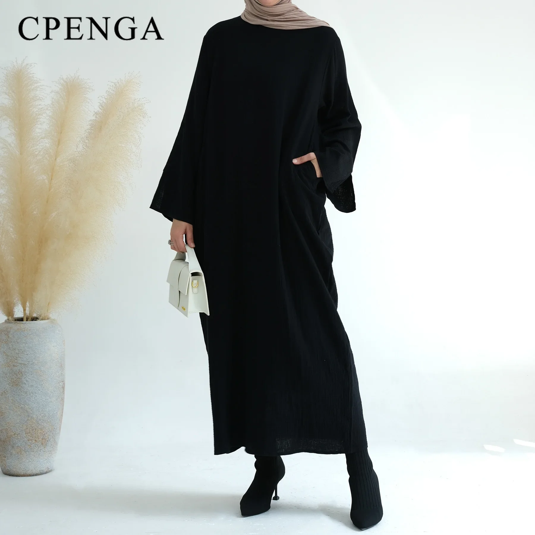 فستان نسائي طويل مسلم ، عباية سادة ، دبي ، عربي ،...