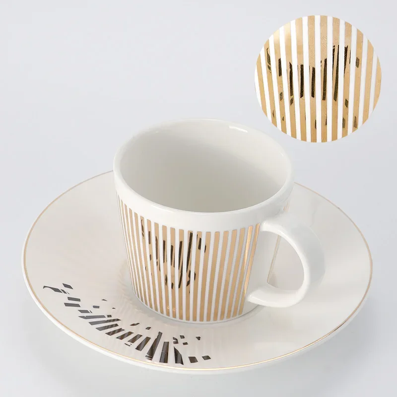Set di 6 tazze e piattini per caffè Espresso Demitasse da 2 once in porcellana b