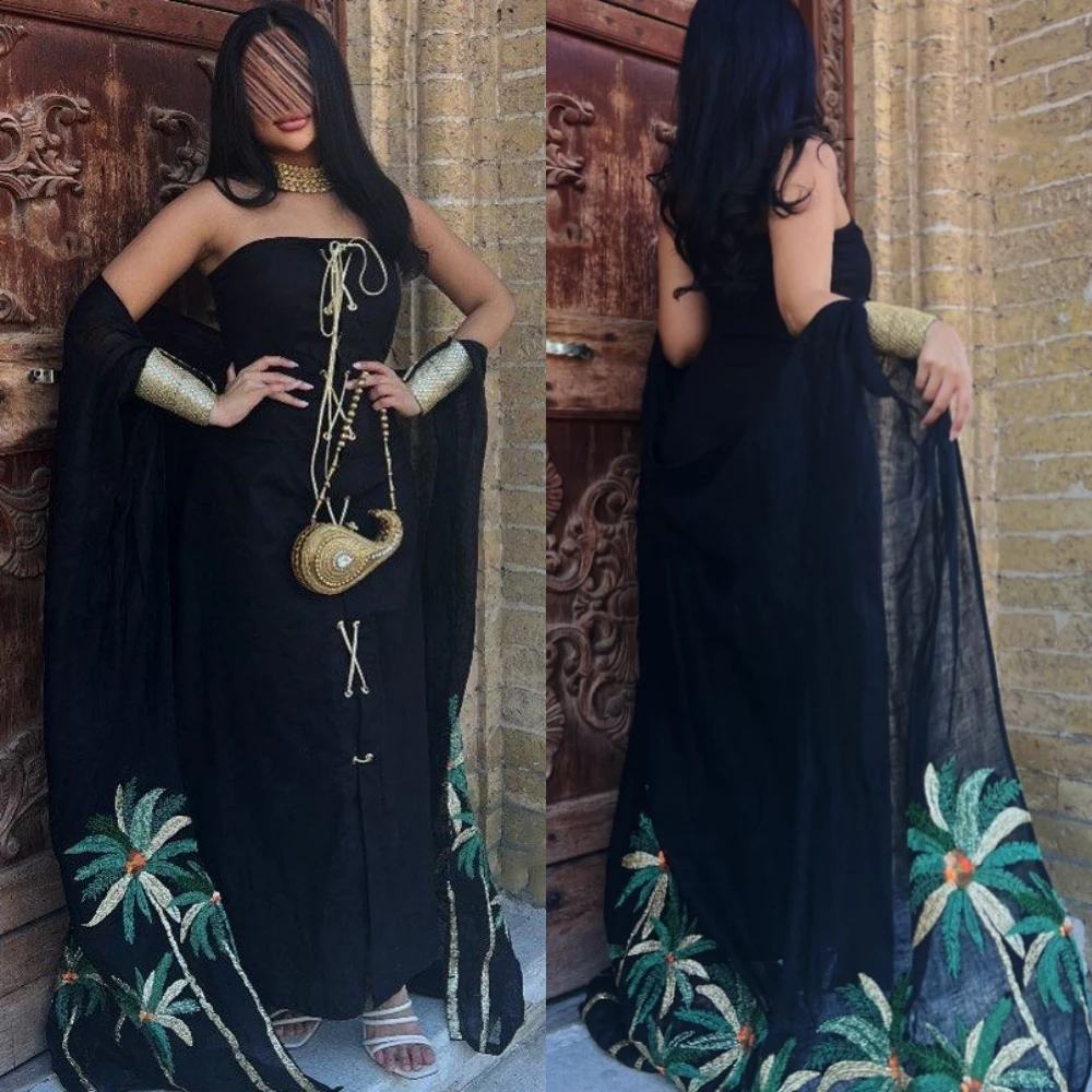 

Zhitomyr Matching Exquisite Strapless A-line Embroidery Soutache/Ribbon Trim Floor length Chiffon Prom Dresses