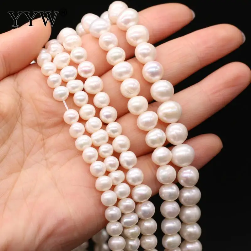 

AA Natural 100% Real Freshwater Pearl Beads Round Shape White Loose Pearl Beads For Making Jewelry Necklace Accessories 5-10mm