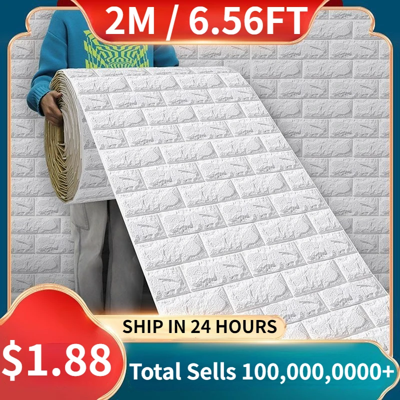 

3D Self-Adhesive Faux Brick Wall Stickers Decorative Waterproof Wallpaper Children'S Room Bedroom Kitchen Home Decoration