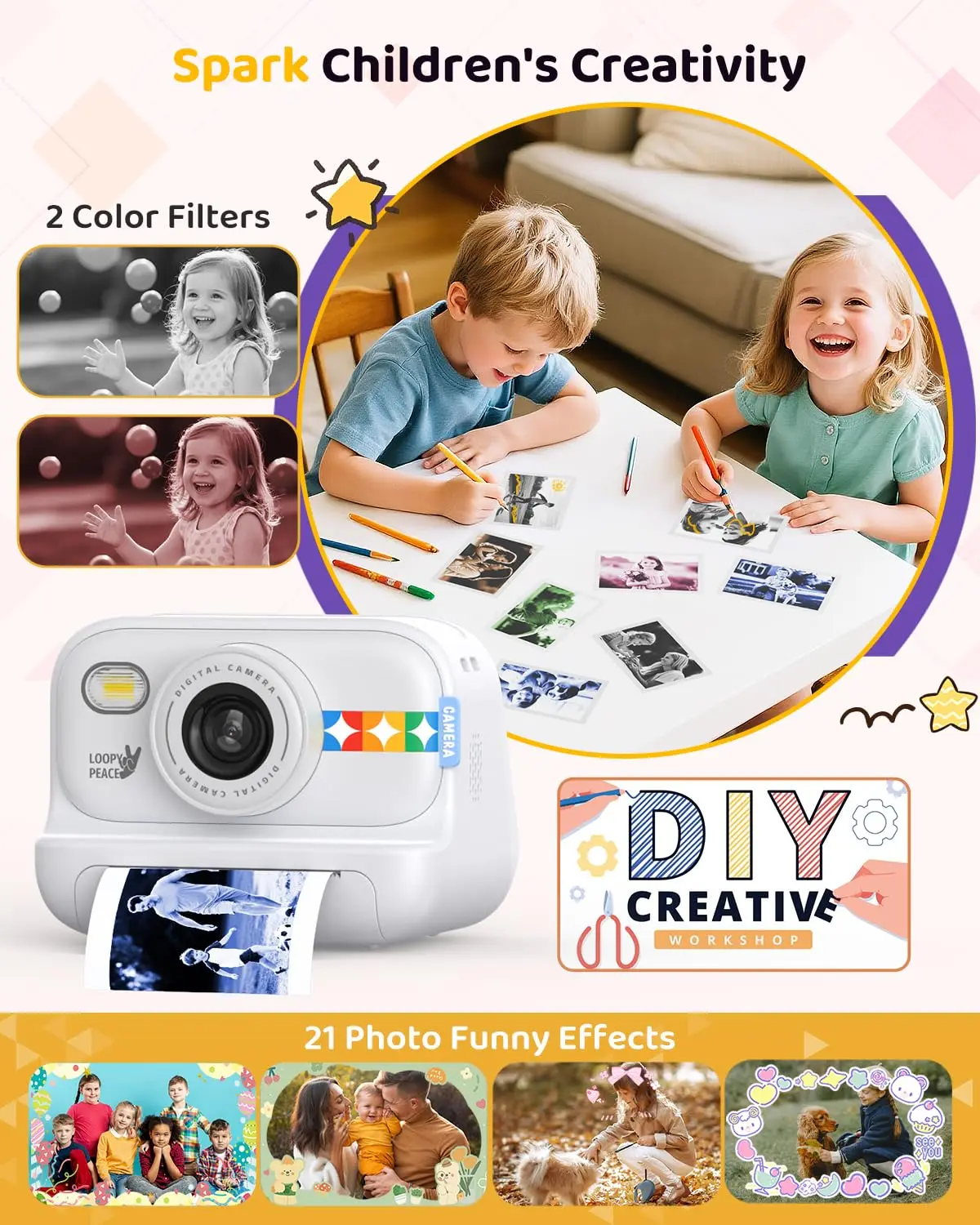 [Instant Print Paper]Rolls Kids Camera Instant Print Paper | 57x25mm Thermal Paper Compatible with Most Kids Instant Print