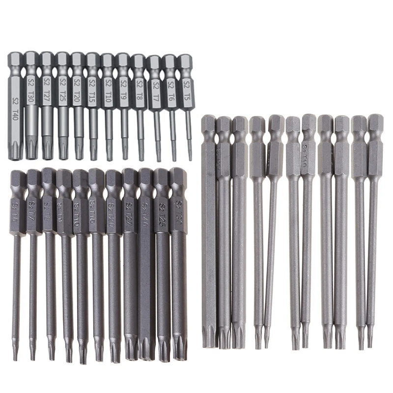 

11/12pcs Tamper Proof Security Drill Bit Set Torx Screwdriver Flat for Head 1/4" Bits
