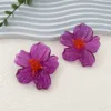 Boucles d'oreilles à fleurs transparentes en acrylique coloré pour femmes, grandes fleurs exagérées, accessoires bijoux de fête, 2025