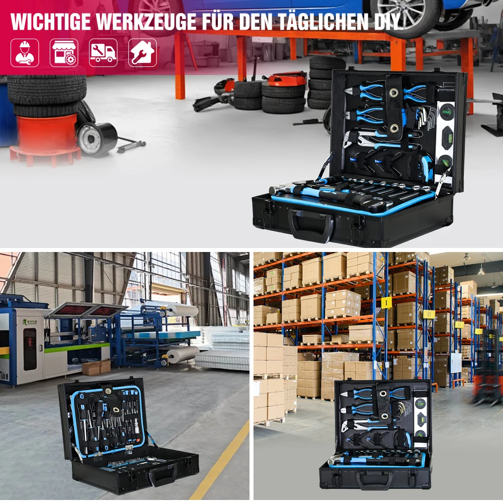 Kombinierter Wartungswerkzeugkoffer – 247-teiliges Basis-Werkzeugset für die Wartung zu Hause, allgemeines Werkzeugmaschinenset – Detail 18