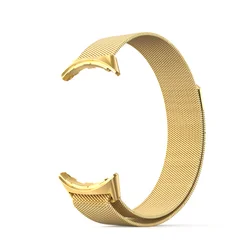 Magnetic Loop Strap Metal Links Band Active Bracelet Replacement Wristband for Pixel Watch 2 1 (Gold)