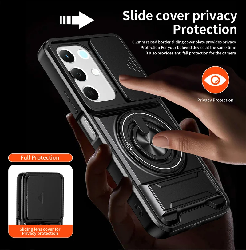 Shockproof Armor Case with Car Magnetic Holder and Lens Protector