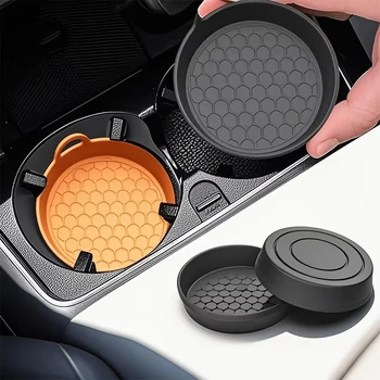 2Pcs Silicone Car Coasters - Non-Slip Heat-Resistant Design for Car Durable Eco-Friendly Spill-Proof Fits Most Cup Holders 1
