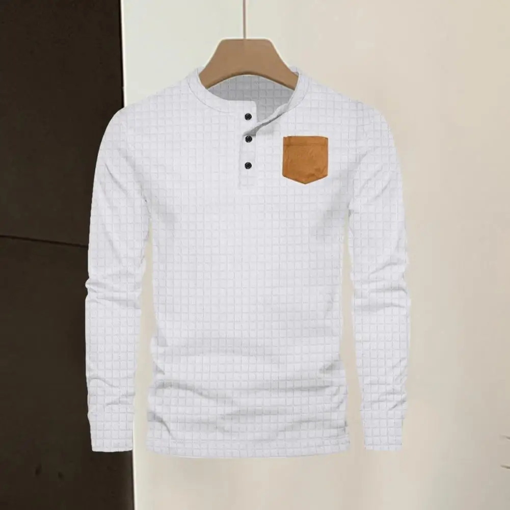 

Мужской однотонный облегающий пуловер с длинным рукавом и круглым вырезом