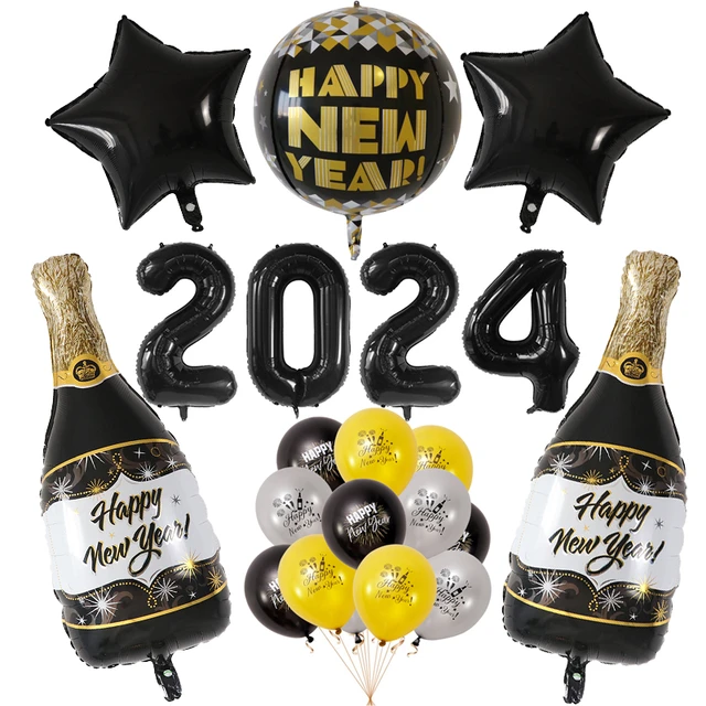 Black Gold 2024 Number Foil Balloons Happy New Year Banner Christmas Party  Decorations For Home 2023 Xmas Eve Supplies - AliExpress
