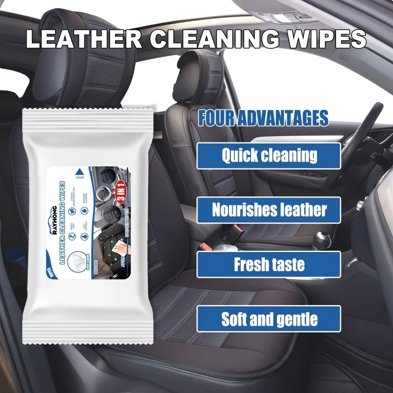 3in1 Car Leather And Seat Interior Cleaning Wipes Clean Decontamination Free Water Car Interior Clean Wipes 10pcs/pack