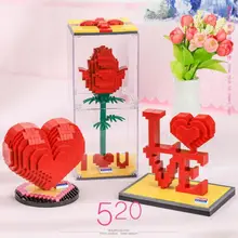 

Tanabata Valentine's Day gift love building blocks rose 520 series couples miniature diamond building blocks toys kids toys