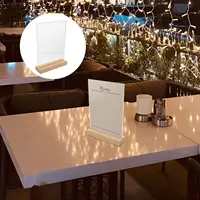 Acrylic Poster Stand Clear Menu Display Stand Restaurant Menu Holder Stand with Wood Base Desktop Acrylic Sign Holder (A6) 2