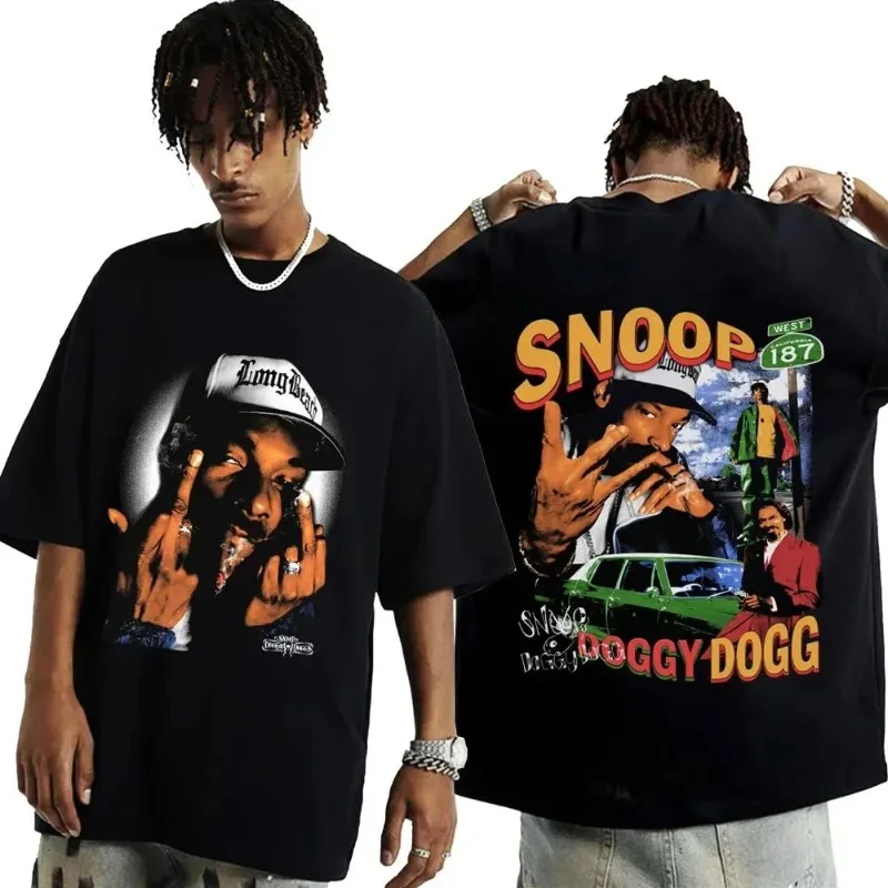 Hot Sale Rapper Snoop Dogg Graphic Funny Print Tees Summer Fashion Cotton Woman T-shirt Y2k Loose Crew Hip Hop Tops T-shirt 2