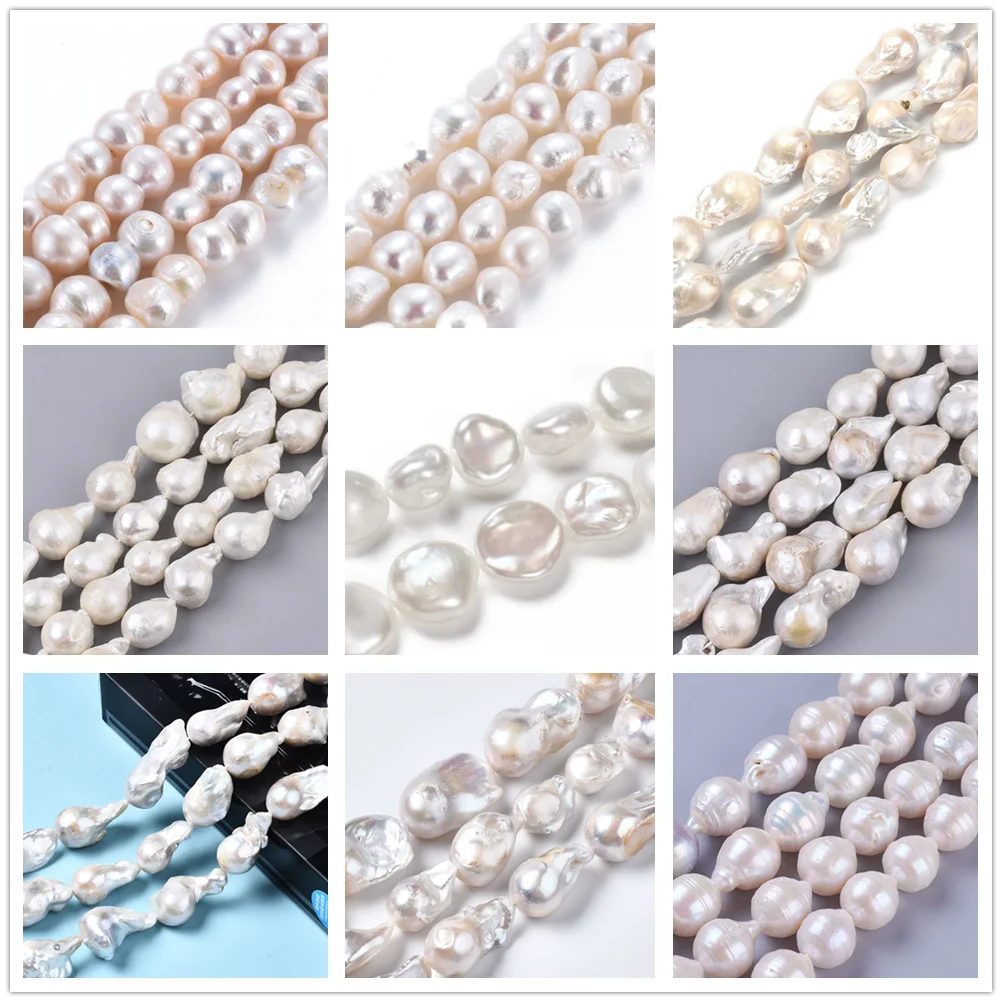 앤티크 화이트 핵 진주 비즈 Keshi 진주 비즈, 쥬얼리 제작 DIY 팔찌 목걸이 공예 액세서리 장식, 1 가닥