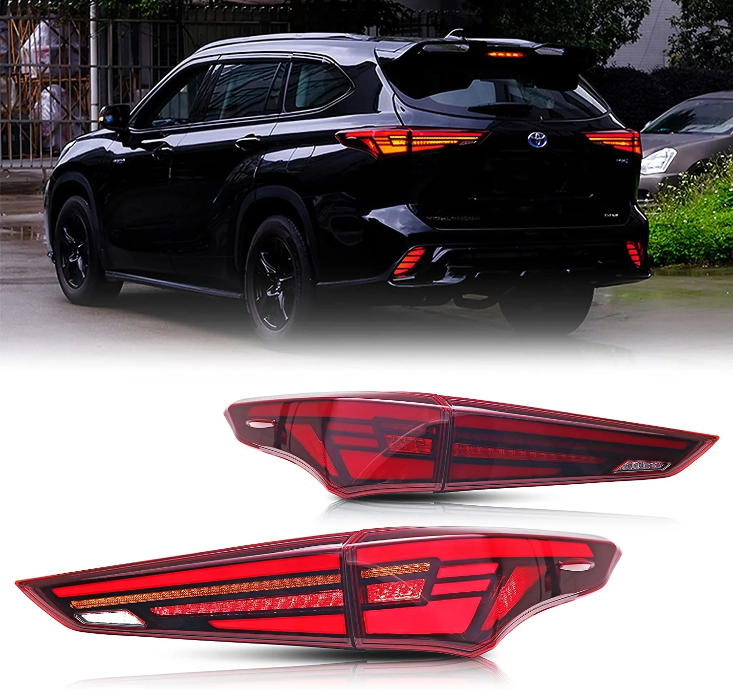 

LED Tail Lights Assembly for Toyota Highlander 2020 2021 2022 Start Up Sequential Indicator Animation Signal DRL Rear Lamps