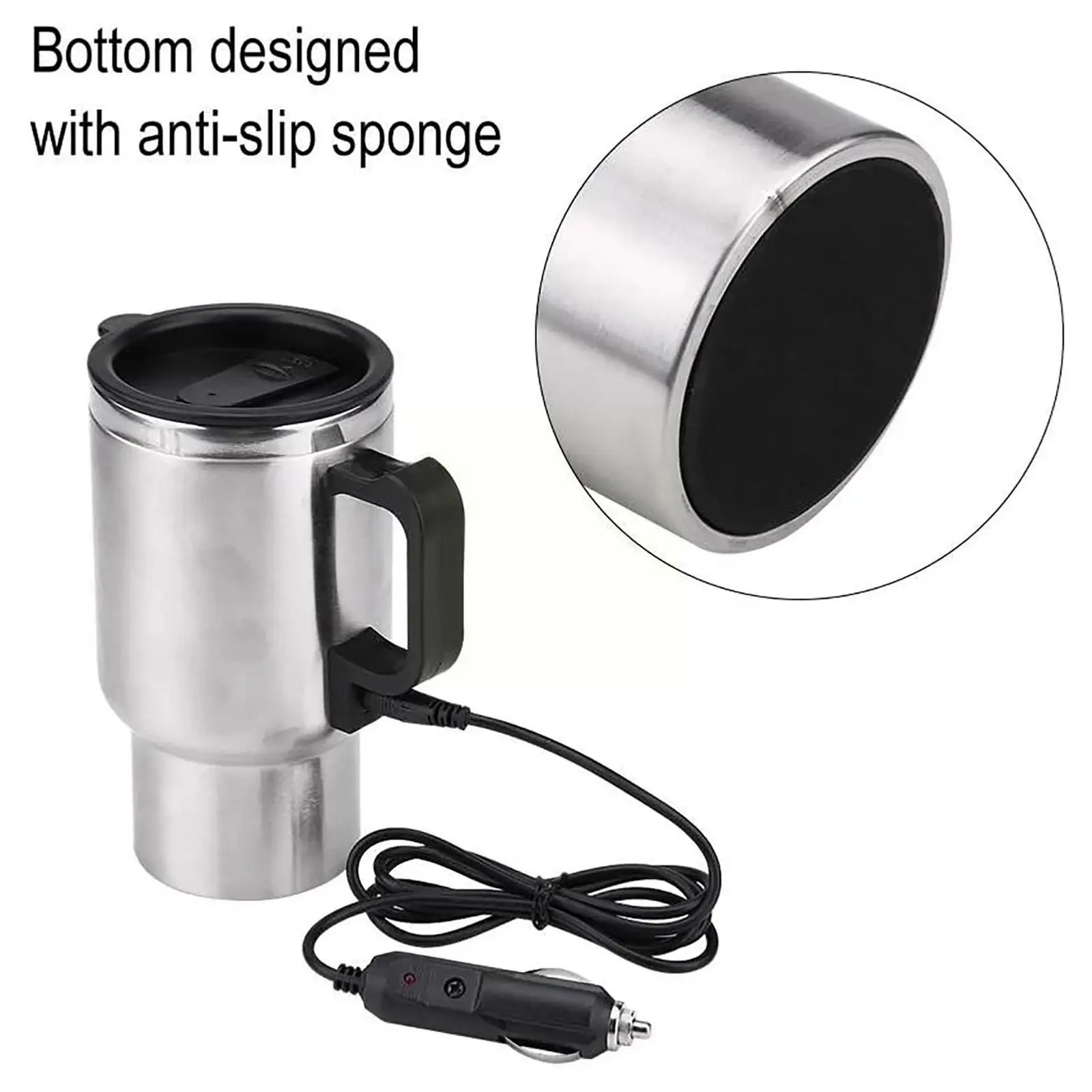 Vehicle Heating Cup 500ml 12v Car Vehicle Heating Water Mug Cup Accessories Kettle Coffee Steel Heated Y1w9 images - 6