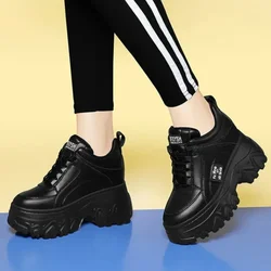 Internal Increase Chunky Shoes Women Comfortable Platform Shoes Female Casual Vulcanized Shoes Fashion High Heel Woman Sneakers