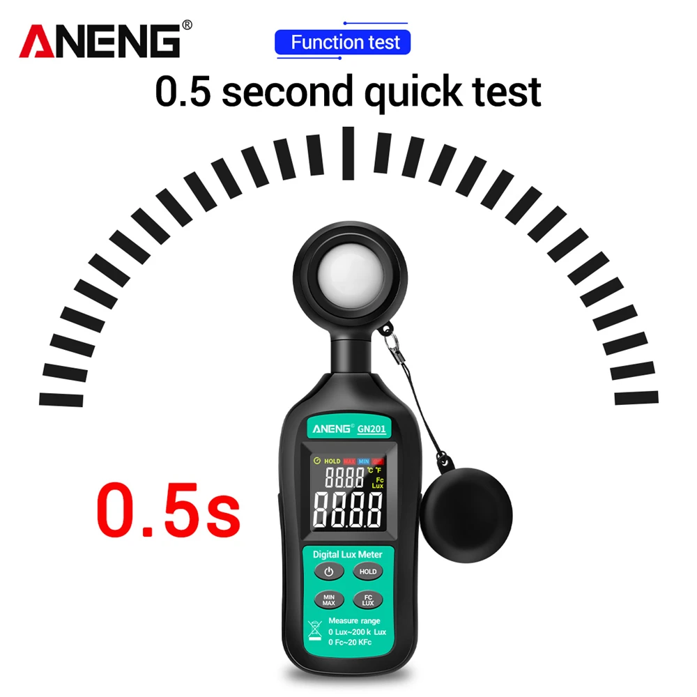 ANENG GN201 Luxmeter Digital Light Meter 200K Lux Meter Photometer UV UV Radiometer Handheld Illuminometer Photometer