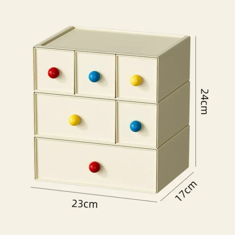 1-3Pcs Cream Dopamine Drawer Storage Box Multi-layer Stackable Free Combination Jewelry Storage Desk Entrance Storage Box