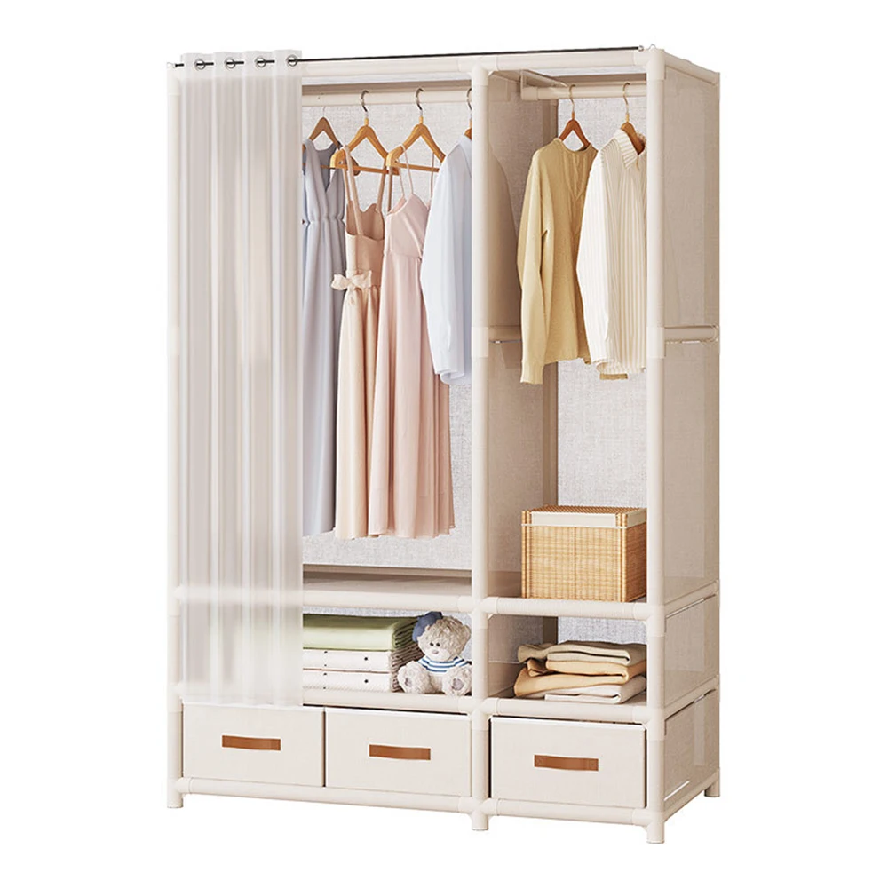Wardrobe with Storage Sorting Shelves for Household Bedroom Rental Room organization and storage furniture