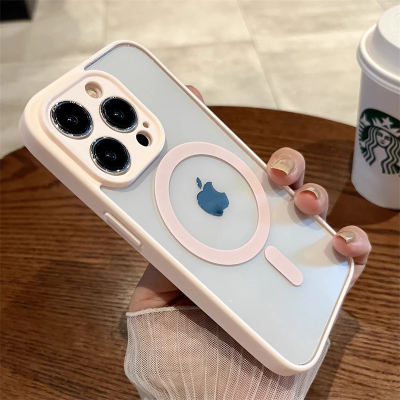 Premium Clear Magnetic Wireless Charging Case with Soft Bumper and Shockproof Hard Cover