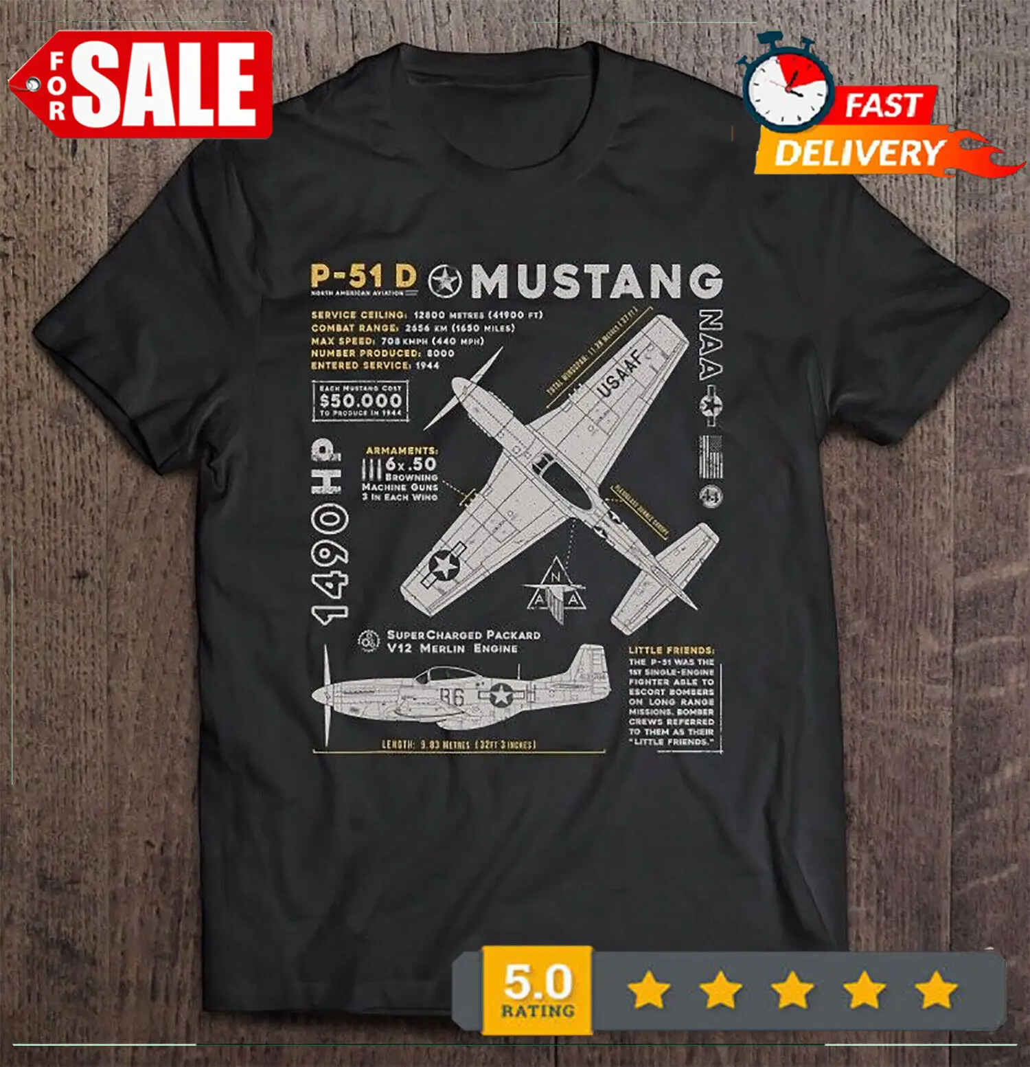 P-51 Mustang Vintage Wwii Nordamericano P51 D Fighter Aereo T Shirt Taglia S-5Xl