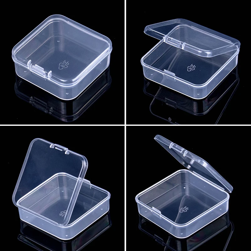 Mini Boxes Rectangle Clear Plastic Jewelry Storage Case Container Packaging Box Small Items Beads Collecting School Stationery 4 pcs clear plastic box display case beads storage container 72x52mm plastic storage box