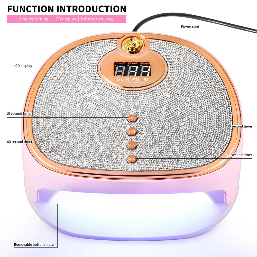 45LED 전문 네일 램프 UV LED 네일 건조기, 모든 젤 네일 폴리쉬를 빠르게 경화시키는 매니큐어 살롱 장비용 경화 램프