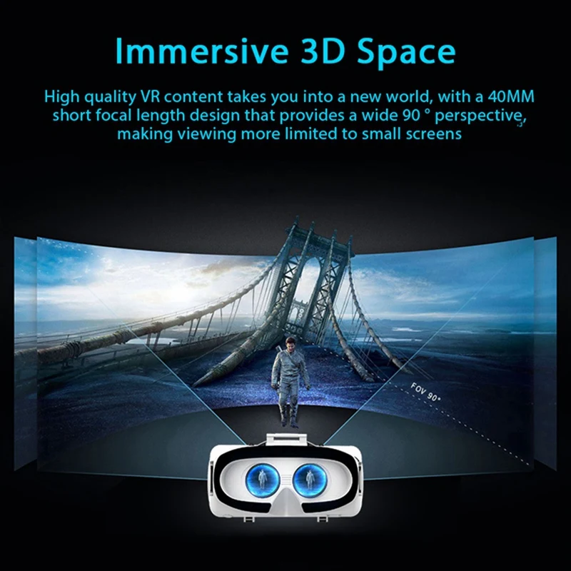 VR Headset 3D VR Glasses Virtual Reality Viar Goggles Headset Devices Smart Helmet Lenses Cell Phone Mobile Smartphones Viewer