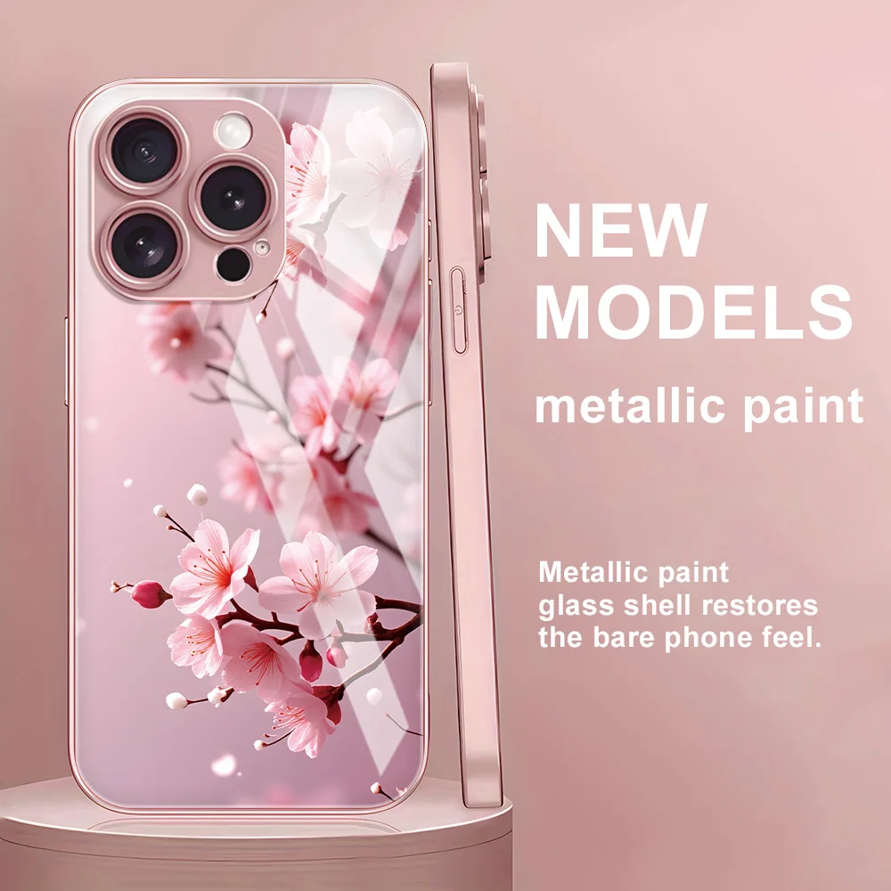 Floral Glass Phone Case Cover