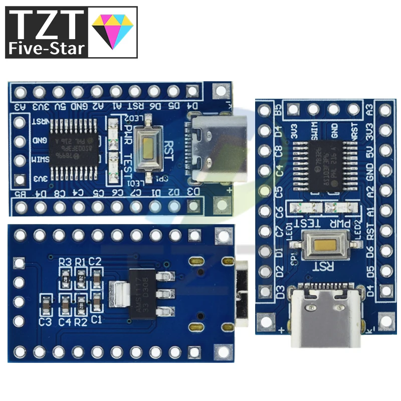 TZT STM8S003F3P6 STM8S103F3P6 Systemplatine TYPE-C STM8S STM8 Entwicklungsplatine Minimale Kernplatine für Arduino STM DIY KIT