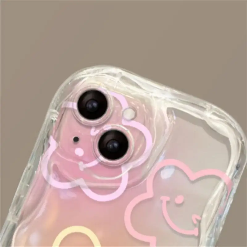 Chic Floral Hanging Chain Clear Phone Case - Korean Style Girly Cover