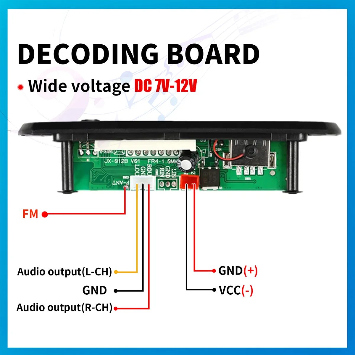  5.0 DC 9V 12V MP3 ڴ   ڵ MP3 ÷̾ USB    TF FM    ޸