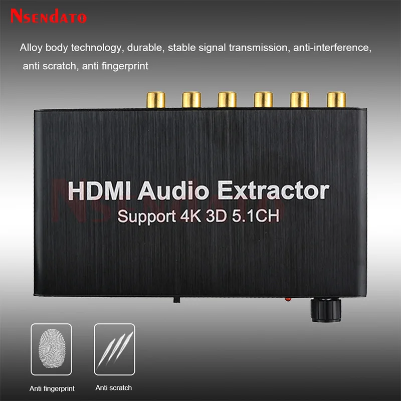 HDMI Audio Extractor Decoder 4K 5.1CH HDMI Sound Extractor Amplifier HDMI To RCA 5.1 Channel 3.5mm Analog Converter for PS4 DVD
