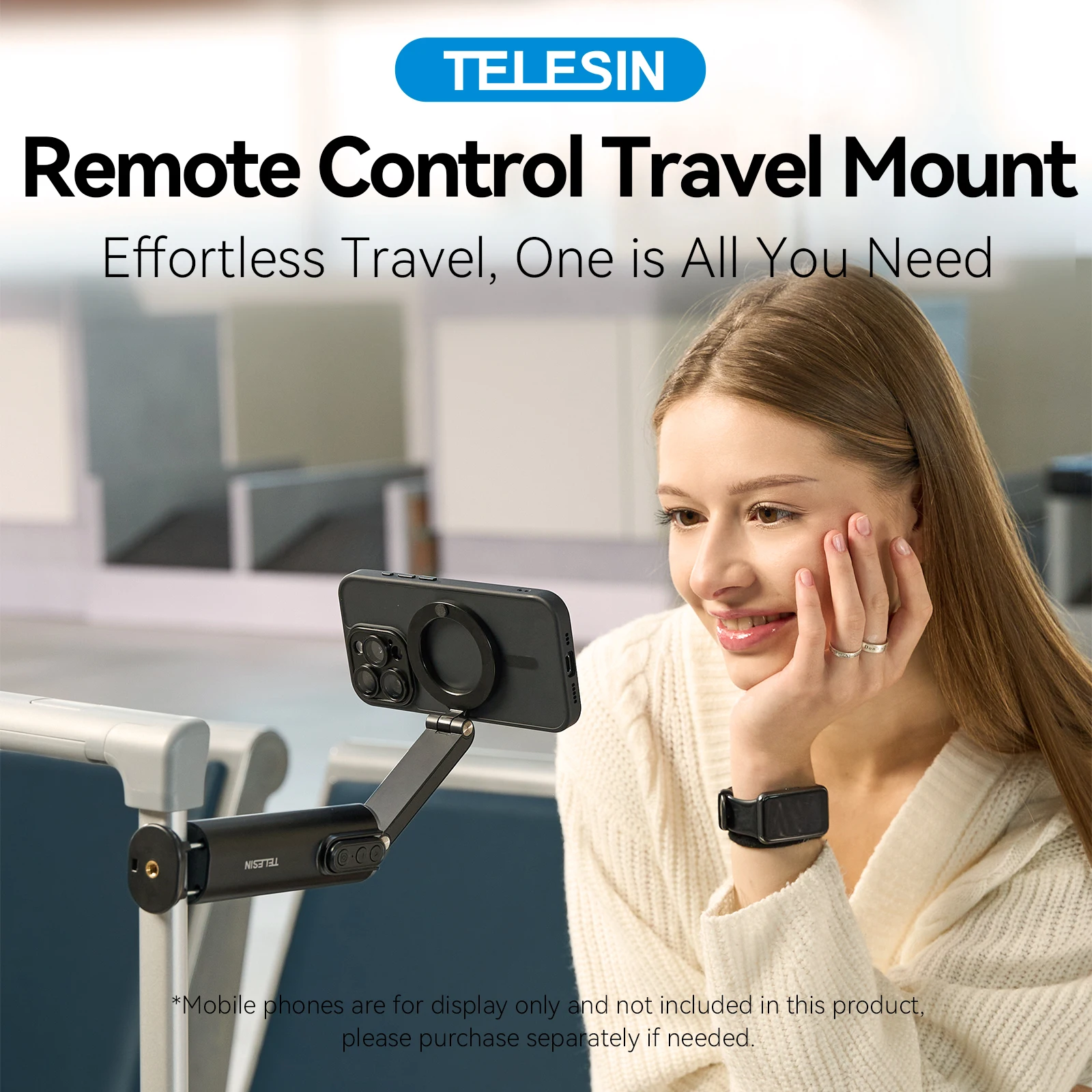 TELESIN 3 in 1 Selfie stick Phone Holder Wireless Remote Control Travel Clamp Magnetic 360&deg; rotation Holder Brackets