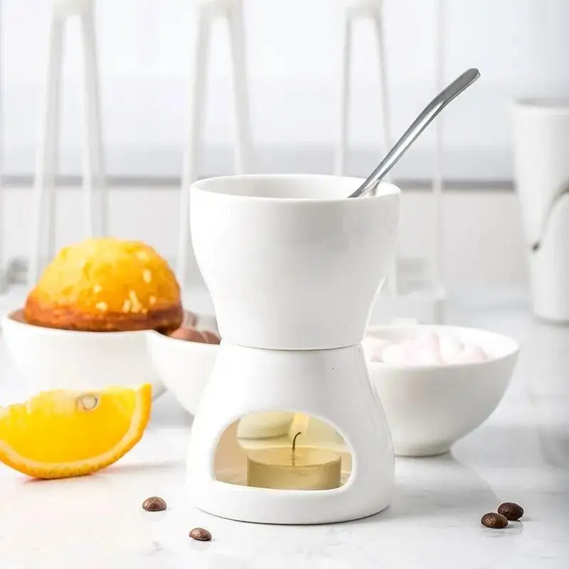 Creative Mini Ceramic Chocolate Fondue Premium Porcelain Chocolate Cheese Melting Pot Household Tool Kitchen Accessories
