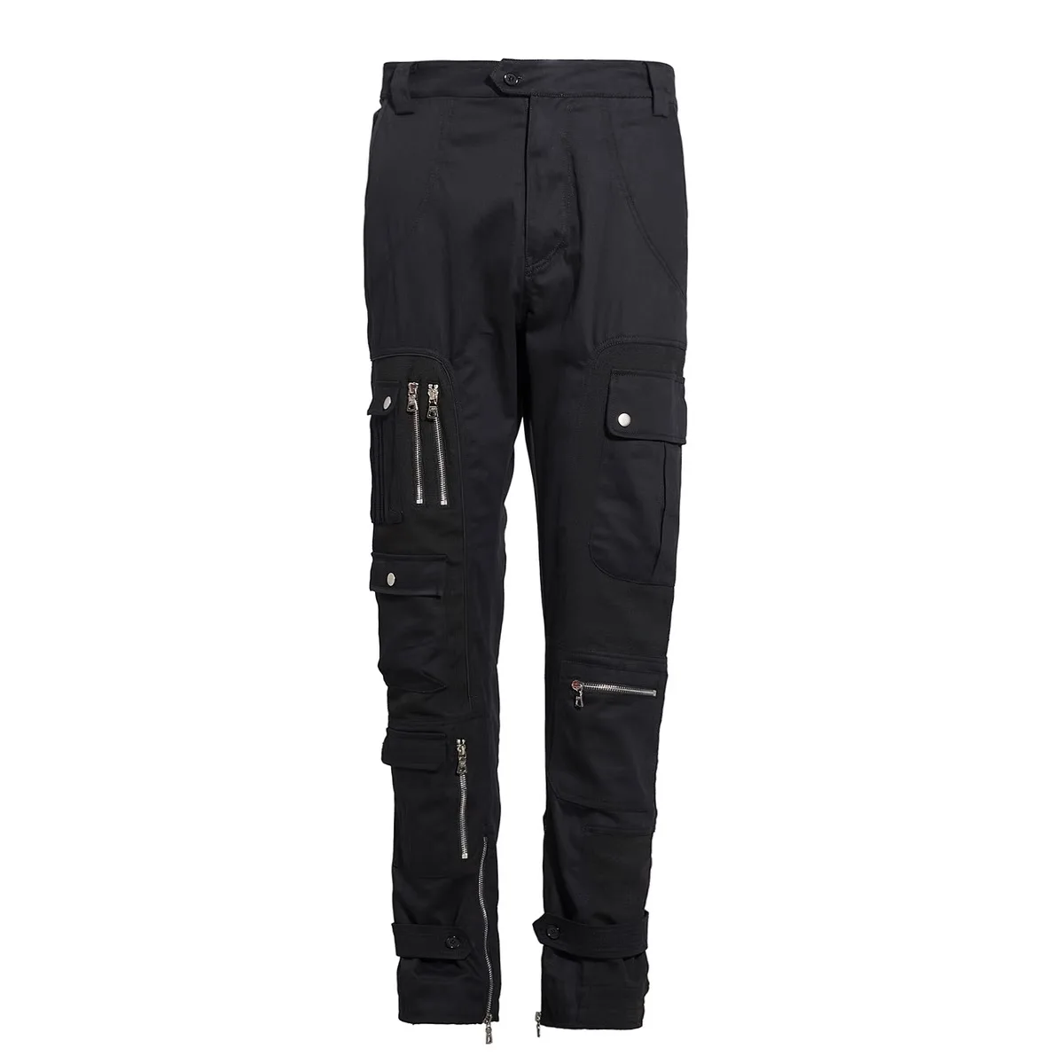 

27-46 2022 Men Women's Clothing Original Catwalk Straight Tube Multi Zipper Pocket Overalls Pants Trousers Plus Size Costumes