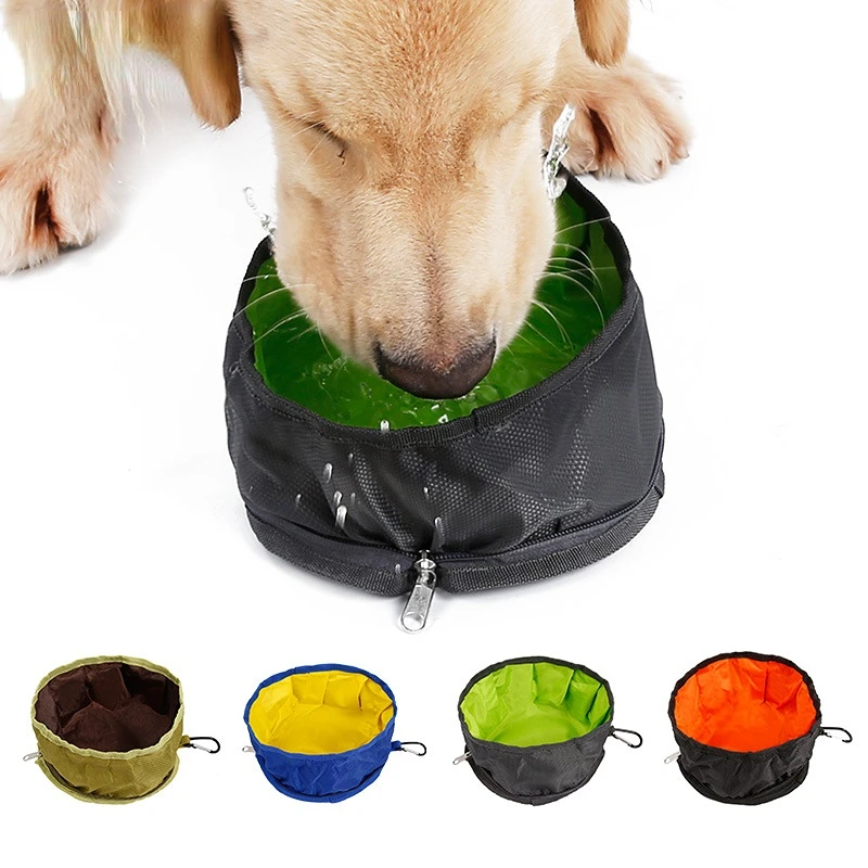 PortablePetDogWaterFoodFeederBowlCollapsibleFeedingWatering
