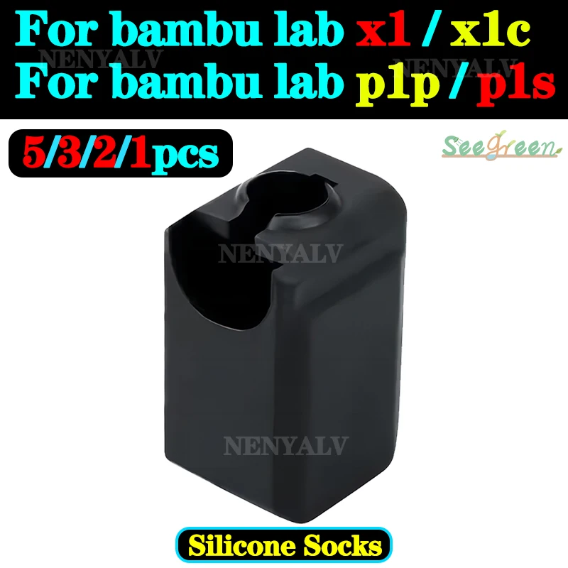 

Silicone Socks For Bambu Lab X1 X1C Hotend Extruder High-temperature Wear-resistant Black Silicone Cover For bambu lab p1s p1p