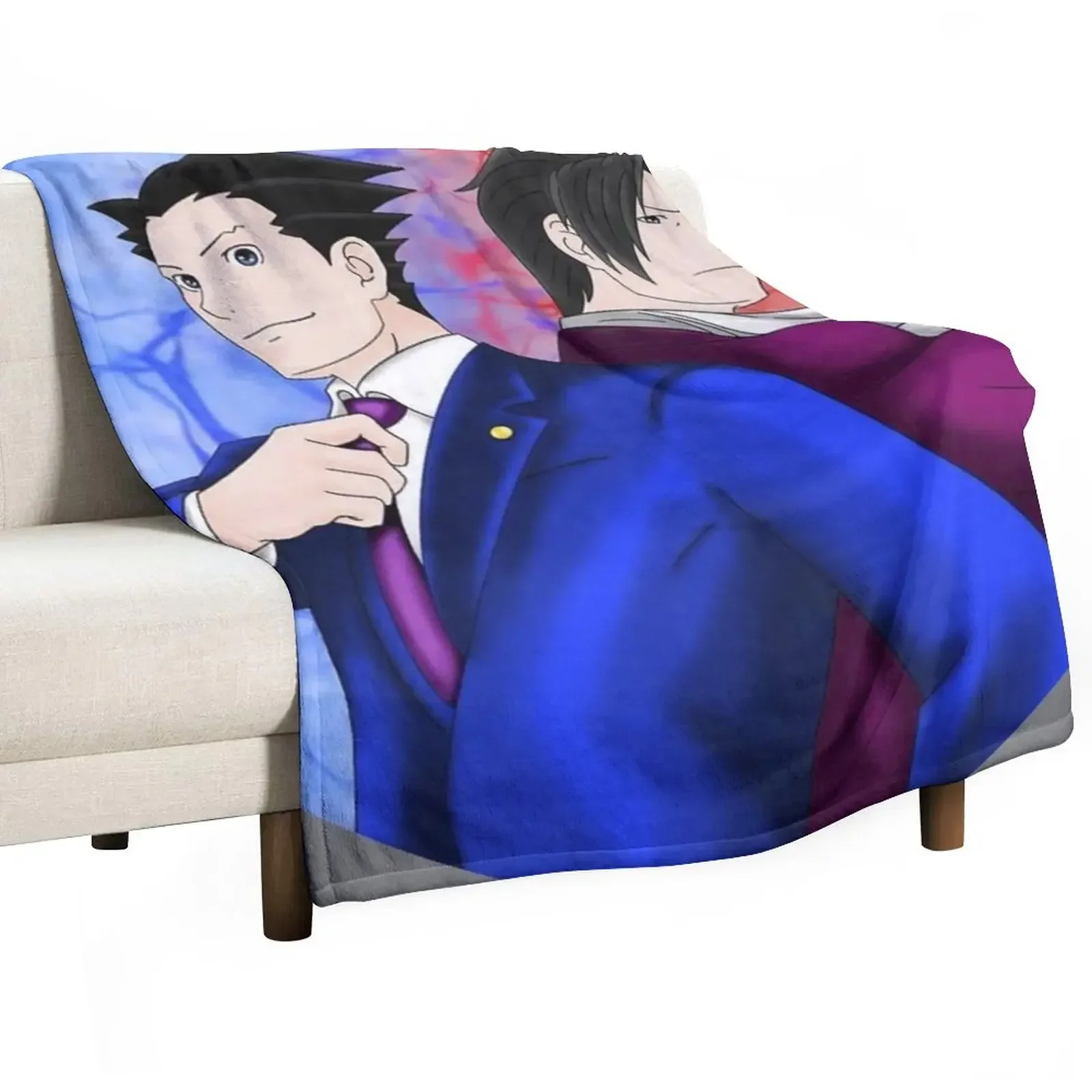 

Phoenix Wright and Miles Edgeworth Throw Blanket Softest Bed Soft Plaid Blankets