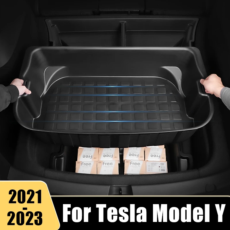 

For Tesla Model Y 2021 2022 2023 Car Trunk Side Storage Box Space Fire Extinguisher Partition Decoration Organizer Accessories