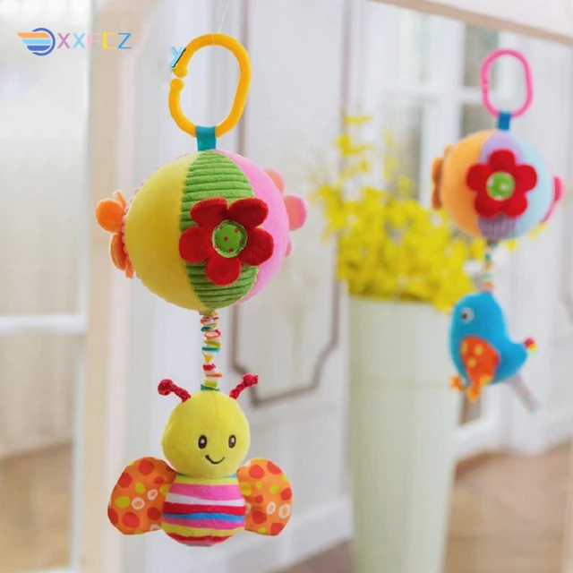 New Rattle Stroller Cute Animals Crib Mobile Bed Baby Toys 0-12 Months Newborn  Infant Stroller Bed Hanging Bell Plush Dolls 1