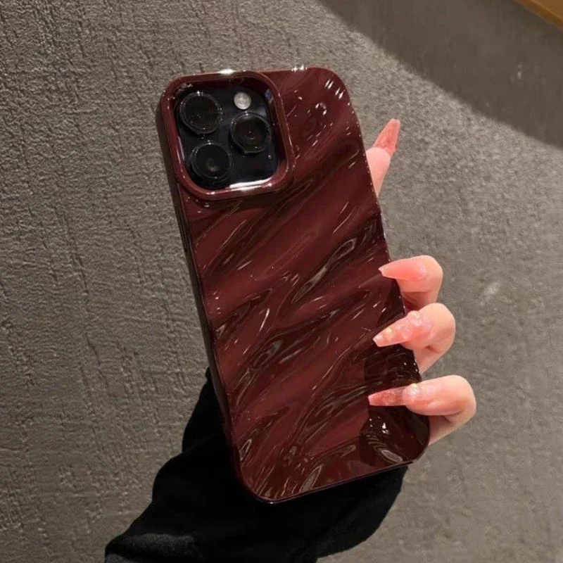 Silk Pattern Wavy Shockproof Soft Phone Case - Enhanced Protection Back Cover