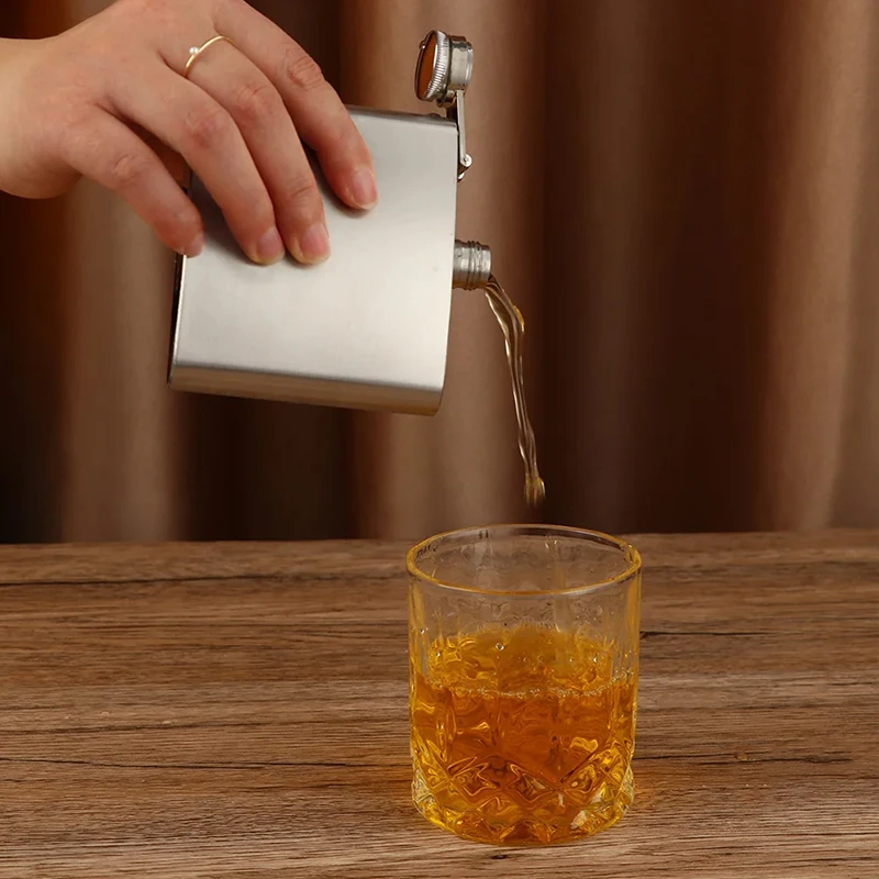 Sleek Stainless Steel Hip Flask - 10oz Portable Alcohol Bottle with Screw Cap