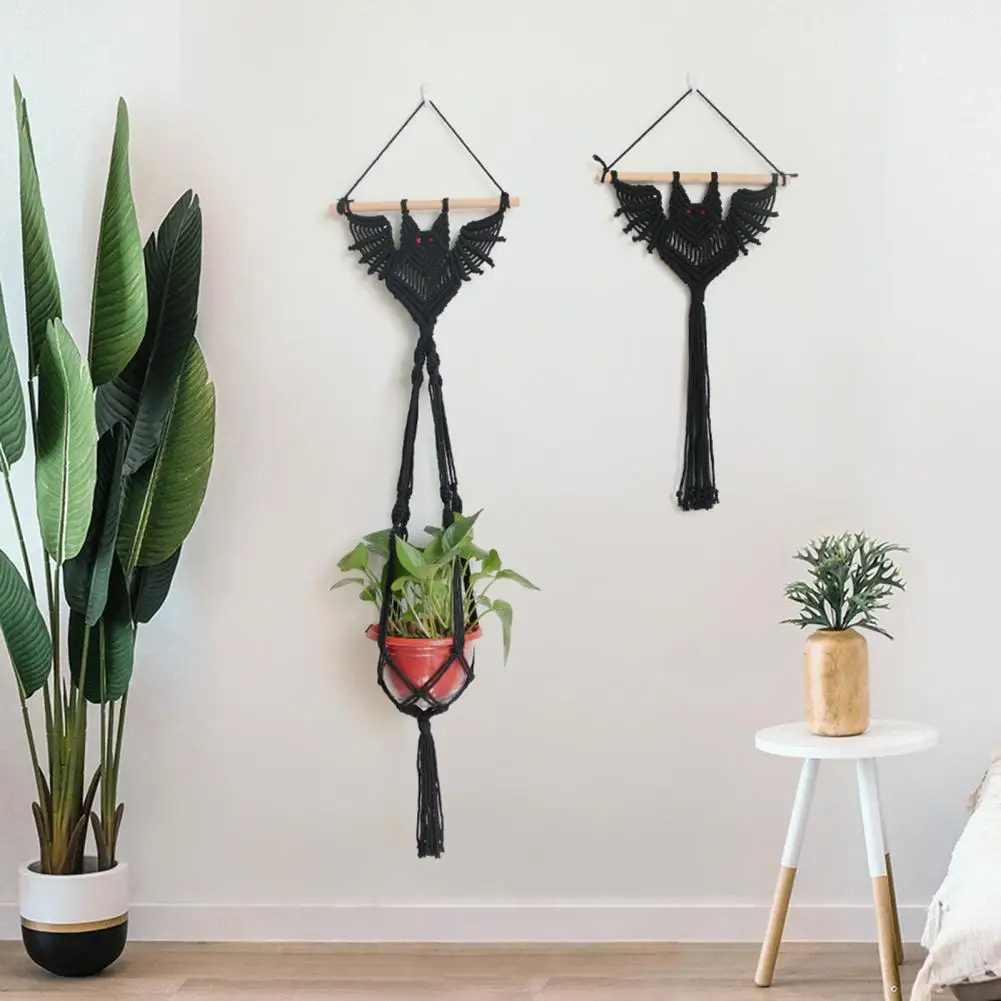 Gothic Bat Hanging Tapestry Woven Bat Hanging Planter Succulent Pot Air Plant Holder Home Decor