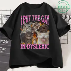 Prideful Cat Meme Vintage Loose Tee - Unisex Cotton Casual T - Shirt - XXXL (Black)